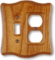 🪵 amerelle austin wood wallplate in medium oak - single toggle and single duplex logo