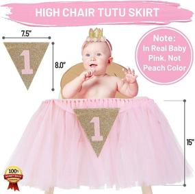 img 3 attached to 👑 Пышная юбка и корона High Chair Tutu Skirt и No.1 - декорация на первый день рождения для девочек - украшения для торжественного стола и принцессской вечеринки - баннер на первый день рождения, принцессская корона и топпер торта с цифрой «1» в розовом и золотом цветах для малышки