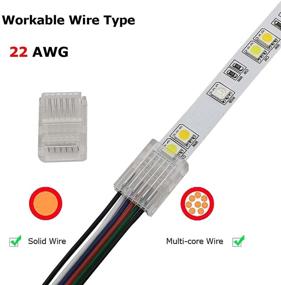 img 2 attached to 💡 Effortless Extension: 6 Pin 12mm LED Strip Wire Connector for Multicolor LED Strip Lights (Pack of 10)