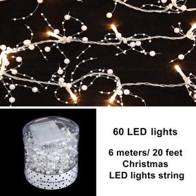 img 3 attached to 🎄 Mudder 20 Feet Christmas LED String Lights with Berry Beaded Garland - 60 LED Xmas Indoor String Lights, Battery Operated Christmas Lights with Solid Beads for Christmas Party Decor (Silver)