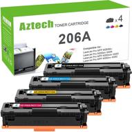 🖨️ aztech replacement toner cartridge set for hp 206a w2110a 206x w2110x - compatible with hp color pro mfp m283fdw m255dw m283cdw m283 m255 printer ink (black cyan yellow magenta, 4-pack) logo