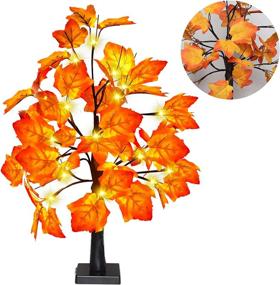 img 3 attached to 🍁 24 Inch Fall Lighted Maple Tree Decor with 24 LED Lights - Battery Operated Autumn Table Lights, Perfect for Indoor Home, Wedding, Christmas Decorations - Artificial Maple Tree for Indoor Autumn, Party Gift