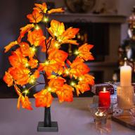 🍁 24 inch fall lighted maple tree decor with 24 led lights - battery operated autumn table lights, perfect for indoor home, wedding, christmas decorations - artificial maple tree for indoor autumn, party gift logo