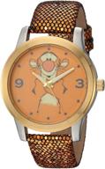 🐻 disney women's pooh tigger gold watch with leather-synthetic strap, quartz analog, 18 (model: wds000353) logo