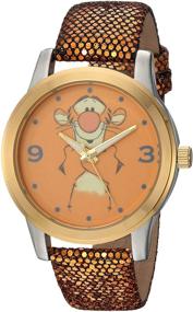 img 4 attached to 🐻 DISNEY Women's Pooh Tigger Gold Watch with Leather-Synthetic Strap, Quartz Analog, 18 (Model: WDS000353)