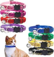 🐱 kudes 8 piece set: bling cat collars with breakaway feature, bell included. ideal for kittens, puppies, rabbits, and small pets. adjustable size: 7.5-12.5 inches. logo