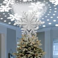 🎄 christmas tree snowflake lighted topper projector - stunning led rotating snowflakes for festive decorations - 3d glitter snowflake tree light - ul listed for safety logo
