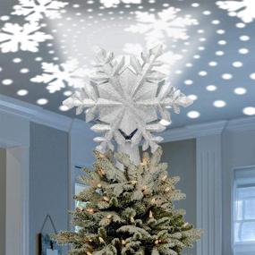 img 4 attached to 🎄 Christmas Tree Snowflake Lighted Topper Projector - Stunning LED Rotating Snowflakes for Festive Decorations - 3D Glitter Snowflake Tree Light - UL Listed for Safety