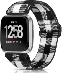 img 4 attached to 📿 Neoxik Adjustable Elastic Watch Band for Fitbit Versa/Versa 2/Versa Lite/Versa SE Soft Nylon Replacement Loop Straps - Compatible Accessories for Men and Women