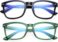 👓 2-pack kids' unbreakable blue light blocking glasses for boys & girls - computer screen glasses (black+green) логотип