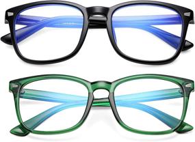 img 4 attached to 👓 2-Pack Kids' Unbreakable Blue Light Blocking Glasses for Boys & Girls - Computer Screen Glasses (Black+Green)