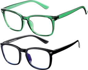 img 3 attached to 👓 2-Pack Kids' Unbreakable Blue Light Blocking Glasses for Boys & Girls - Computer Screen Glasses (Black+Green)