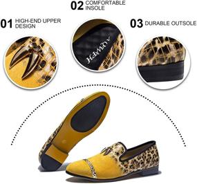 img 1 attached to Stylish and Trendy XQWFH Leopard Loafers: Exquisite Embroidered Men's Shoes for Slip-Ons & Loafers