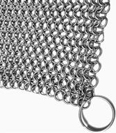 mythtrojan chainmail cast iron scrubber for lodge cast iron skillet, griddle, wok, cook pot - 20 x 20 cm: maintenance and cleaning solution logo