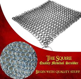 img 3 attached to MythTrojan Chainmail Cast Iron Scrubber for Lodge Cast Iron Skillet, Griddle, Wok, Cook Pot - 20 x 20 cm: Maintenance and Cleaning Solution