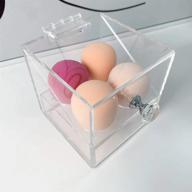 clear acrylic beauty blender sponge holder with dustproof lid- 4 hole makeup sponges display stand for bathroom (clear-4holes) logo