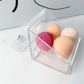 img 3 attached to Clear Acrylic Beauty Blender Sponge Holder with Dustproof Lid- 4 Hole Makeup Sponges Display Stand for Bathroom (Clear-4holes)