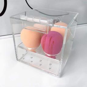 img 2 attached to Clear Acrylic Beauty Blender Sponge Holder with Dustproof Lid- 4 Hole Makeup Sponges Display Stand for Bathroom (Clear-4holes)