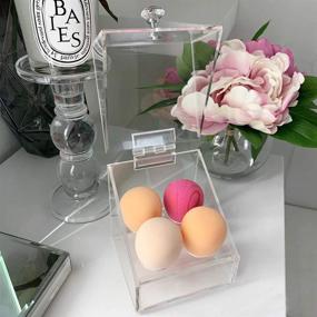 img 1 attached to Clear Acrylic Beauty Blender Sponge Holder with Dustproof Lid- 4 Hole Makeup Sponges Display Stand for Bathroom (Clear-4holes)