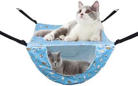 img 4 attached to DEARLIVES Double Layer Cat Hammock Cage - Breathable Soft Hanging Pet Bed for Kittens, Cat Hammocks Perch Beds, #4