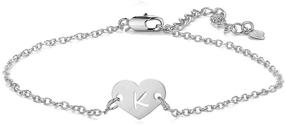 img 4 attached to 🌟 Sleek Silver Initial Anklet Bracelet with Heart Pendant: Flaunt Your Style with 26 Letters Alphabet Letter Anklets for Women