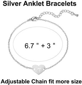 img 1 attached to 🌟 Sleek Silver Initial Anklet Bracelet with Heart Pendant: Flaunt Your Style with 26 Letters Alphabet Letter Anklets for Women
