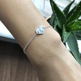 img 2 attached to 🌟 Sleek Silver Initial Anklet Bracelet with Heart Pendant: Flaunt Your Style with 26 Letters Alphabet Letter Anklets for Women