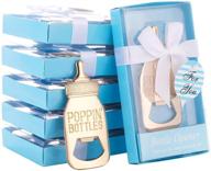 🍼 blue baby shower favor: pack of 16 cute poppin bottle shaped bottle opener souvenirs for guests - ideal decorations and supplies for boy or girl's celebration логотип