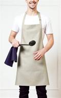 фартук для кухни из льна solino home - унисекс бортовой фартук из чистого льна - регулируемые лямки с карманами - европейский лён, натуральный логотип