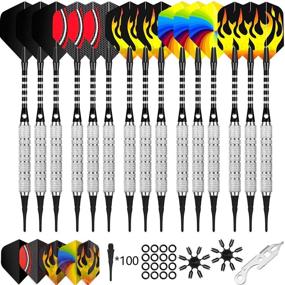 img 4 attached to CyeeLife 15 Packs Soft Tip Darts Set 18/22g - Premium Quality | Includes 100 Extra Tips, Dart Tool, Aluminium Shafts, and Flights - Ideal for Electronic Dart Board