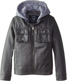 img 1 attached to 🧥 Fleece Hooded Faux-Leather Jacket for Boys by Urban Republic