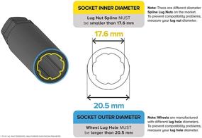 img 2 attached to 🔧 Гнездовой ключ Spline Drive для настройки разъема - Гайки-замки колес с 6 сплайнов - Внутренний диаметр 17,6 мм - Шестигранный разъем 19 мм и 21 мм - Хромированное серебро 1 шт.