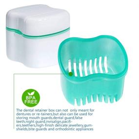 img 2 attached to Scotte Denture Storage Case with Denture Brush - Denture Box, Retainer & Denture Holder Container - Dentures Cups Bath for Travel - Retainer Cleaning Case (Green)