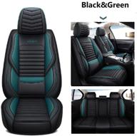 🚗 yoyoman 04 leather car seat cover: waterproof synthetic leather cushion with lumbar support - front and back fit for sedan suv truck hatchback (black & green) logo