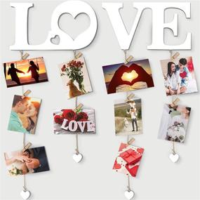 img 4 attached to Chuangdi Heart Design Hanging Photo Display Collage Love Wall Decor with String and Clips - Decorative Organizer for Home Bedroom Living Room Gallery Decoration