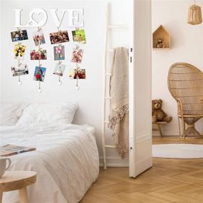 img 3 attached to Chuangdi Heart Design Hanging Photo Display Collage Love Wall Decor with String and Clips - Decorative Organizer for Home Bedroom Living Room Gallery Decoration