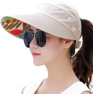 hindawi women's wide brim sun hat - uv protection floppy beach cap packable visor logo