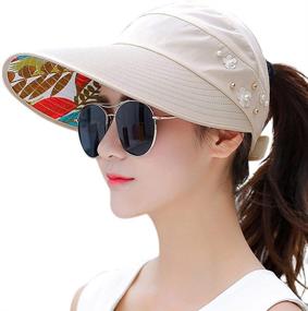 img 4 attached to HINDAWI Women's Wide Brim Sun Hat - UV Protection Floppy Beach Cap Packable Visor