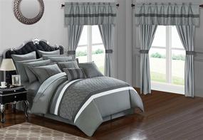img 3 attached to 🛏️ Элегантный домашний текстиль Dinah 24-штучный набор для кровати размера King с одеялом - стильный серый дизайн