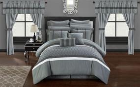 img 4 attached to 🛏️ Элегантный домашний текстиль Dinah 24-штучный набор для кровати размера King с одеялом - стильный серый дизайн