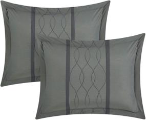 img 1 attached to 🛏️ Элегантный домашний текстиль Dinah 24-штучный набор для кровати размера King с одеялом - стильный серый дизайн