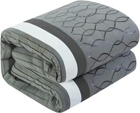 img 2 attached to 🛏️ Элегантный домашний текстиль Dinah 24-штучный набор для кровати размера King с одеялом - стильный серый дизайн