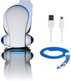 img 4 attached to Cool On The Go! Personal Clip On Fan with LED Lights - Stay Cool Anywhere, Anytime - USB Powered Fan for Ultimate Comfort - Hands-Free Fan for Strollers, Tables, Travel, and More - Blue/White