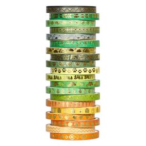 img 3 attached to 📝 Vibrant Thin Green Gold Washi Tape Set - 20 Rolls of 5mm Width, Ideal for Bullet Journal, Scrapbooking, Planners, Gift Wrapping, DIY Crafts