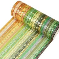 📝 vibrant thin green gold washi tape set - 20 rolls of 5mm width, ideal for bullet journal, scrapbooking, planners, gift wrapping, diy crafts logo