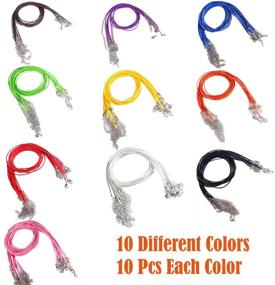 img 3 attached to Paxcoo 100 Pcs 18 Inches Waxed Cotton Necklace Cord with Lobster Claw Clasp for DIY Jewelry Making, Assorted Colors