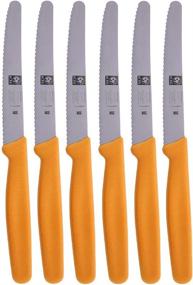 img 4 attached to 🔪 ICEL 6-Piece Steak Knife Set with Yellow Handles - 4.25 Inch Round Edge Blade - In Gift Box