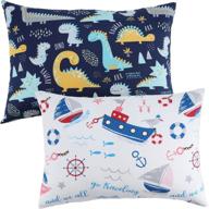 ultra soft toddler pillow with 100% natural cotton pillowcases (13 x 18) - ideal for 2-8 years old children - machine washable - dinosaur sailboat design logo