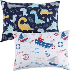 img 4 attached to Ultra Soft Toddler Pillow with 100% Natural Cotton Pillowcases (13 x 18) - Ideal for 2-8 Years Old Children - Machine Washable - Dinosaur Sailboat Design