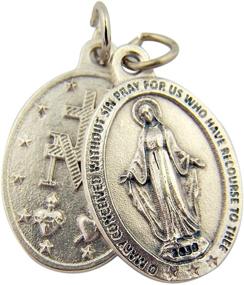 img 2 attached to 📿 Stunning 1 Inch Lumen Mundi L&M Silver Toned Base Oval Our Lady of Grace Miraculous Medal Pendant - Shop Now!